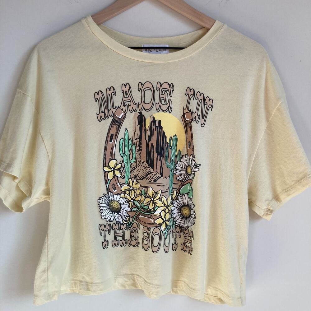 Outlaw Made In The South Graphic Short Sleeve Crop Top Large